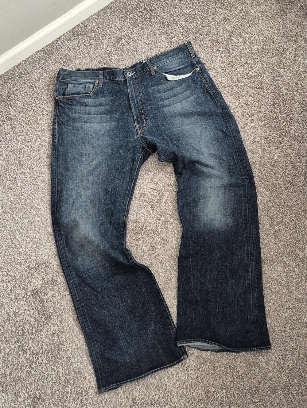 GUESS Men’s Dark Blue Denim Jeans - Boot cut Fit